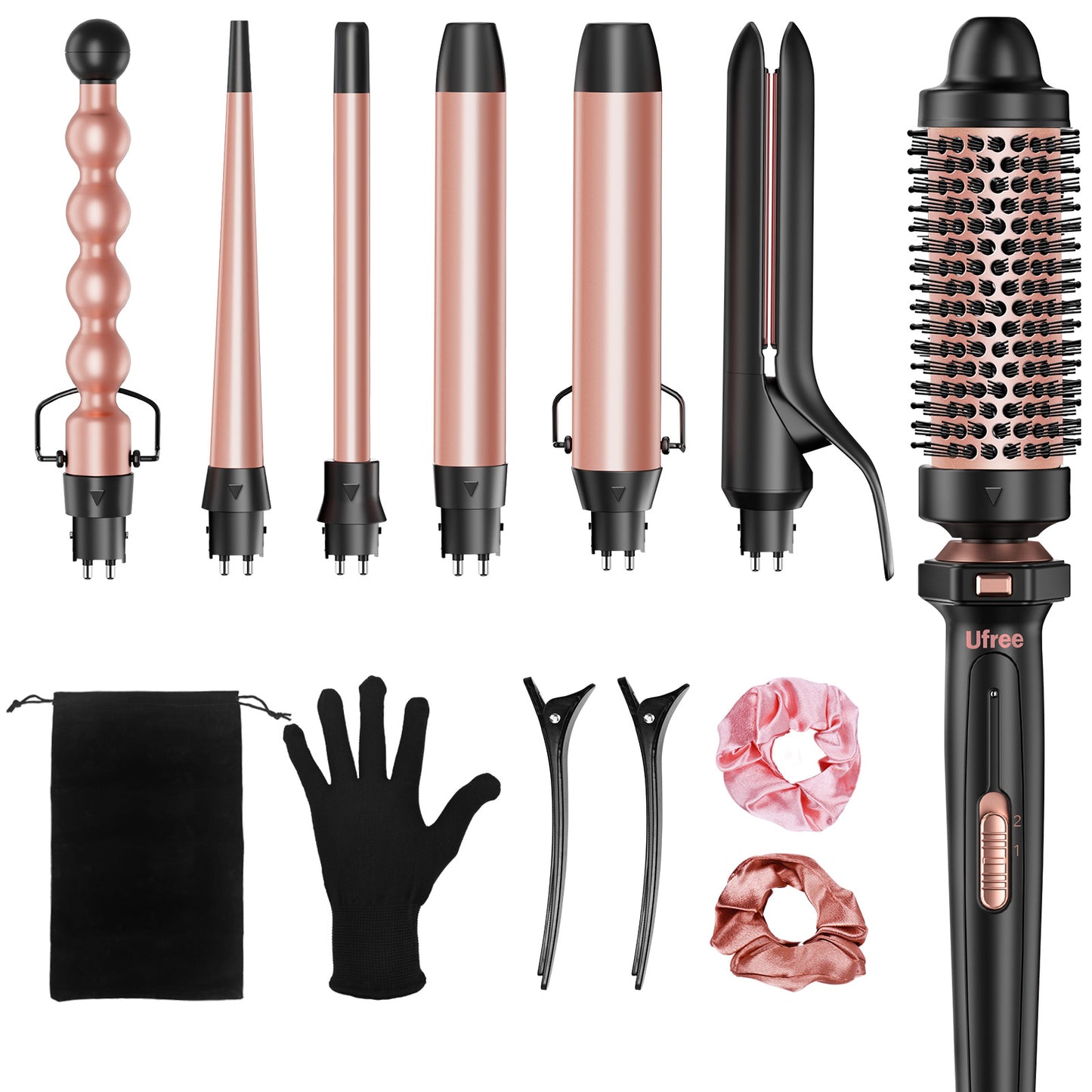 Ufree 7-in-1 Curling Iron Set with Thermal Brush