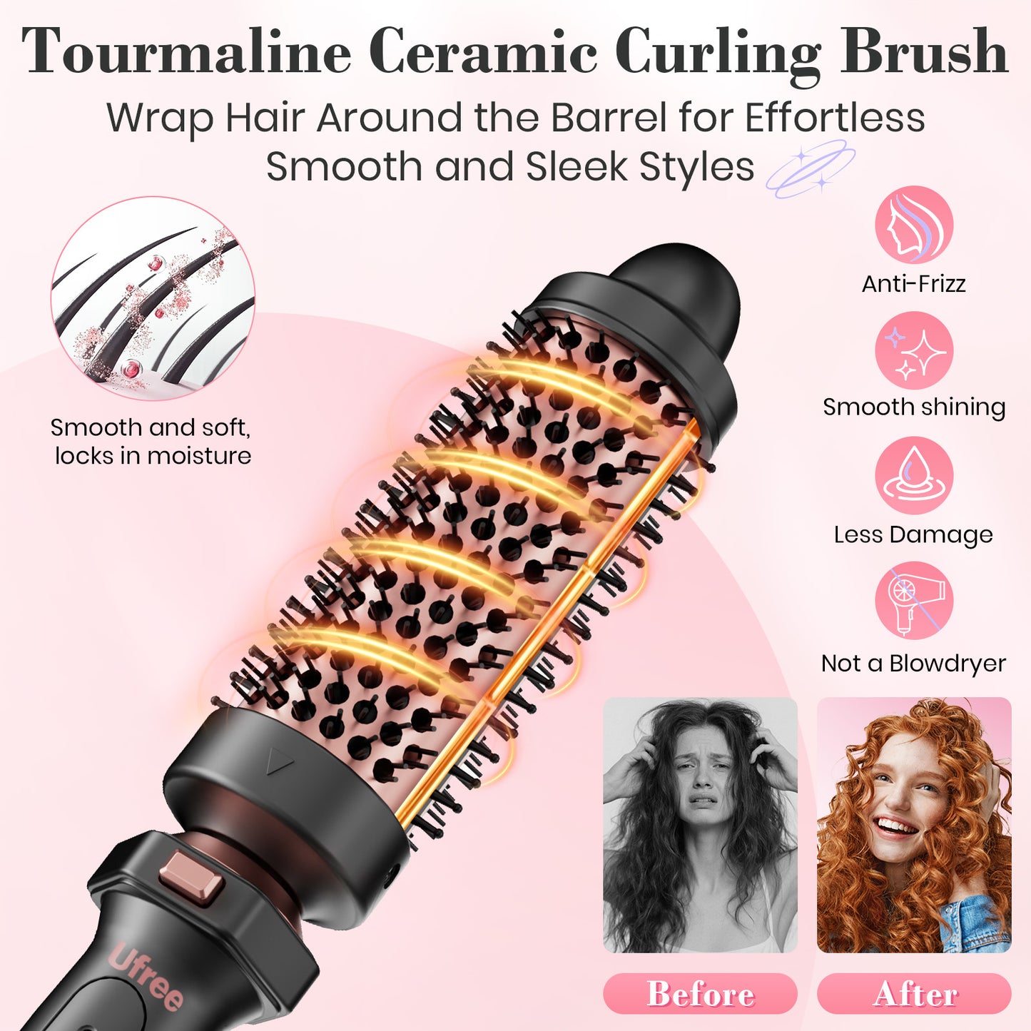 Ufree 3 in 1 Curling Iron Curling Wand Set with Thermal Brush