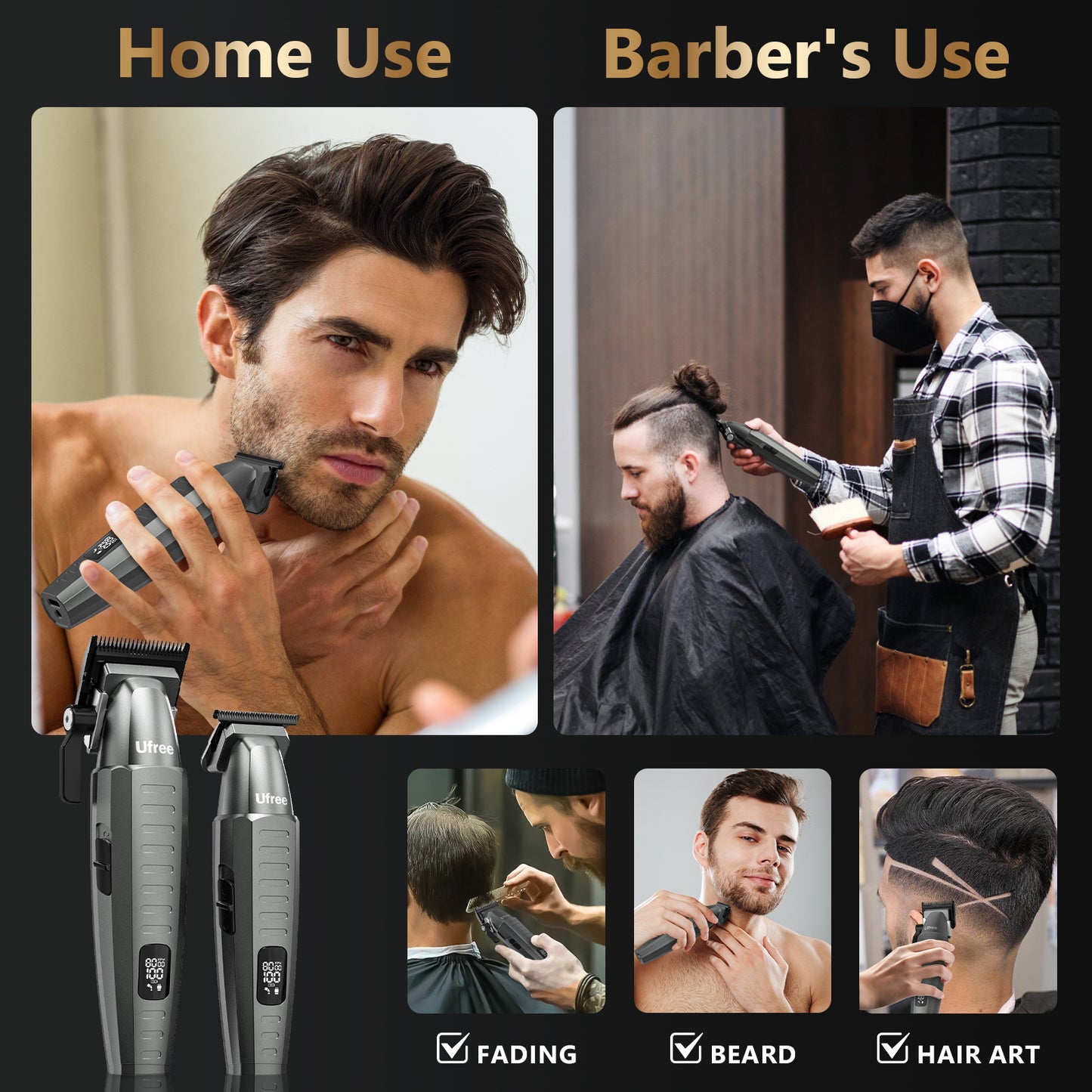 Ufree Hair Clippers Beard Trimmer with Barber Bag Set