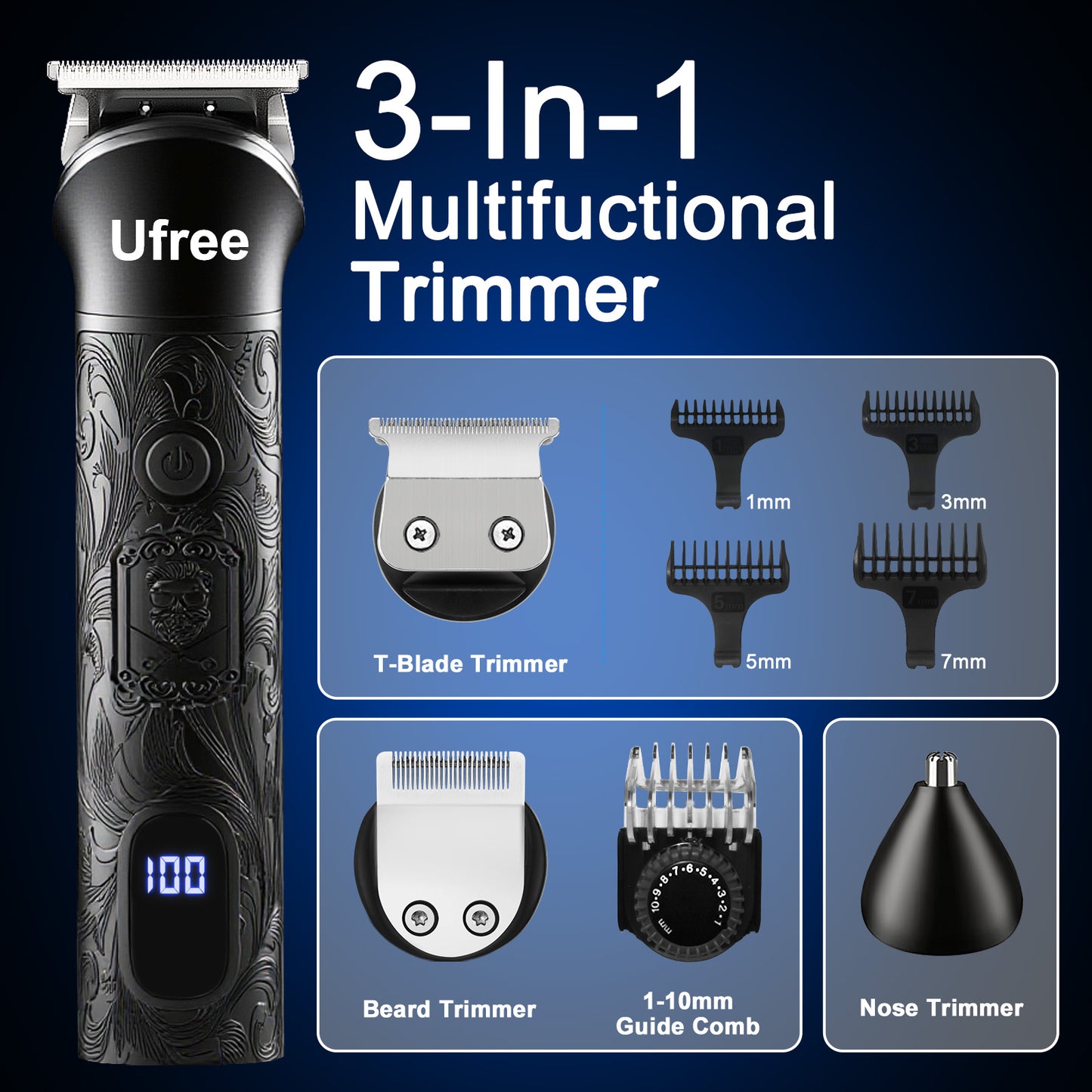 Ufree 3-in-1 Beard Trimmer Hair Clipper Set