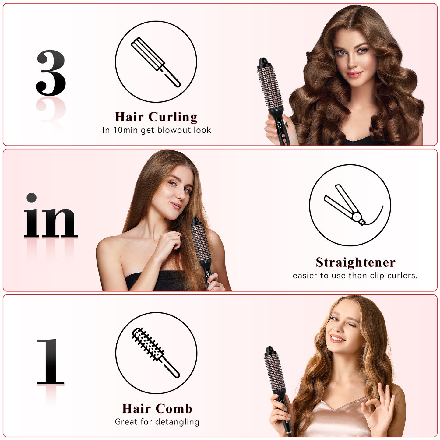 Ufree Ionic Thermal Brush Curling Brushes Hair Styling Tool