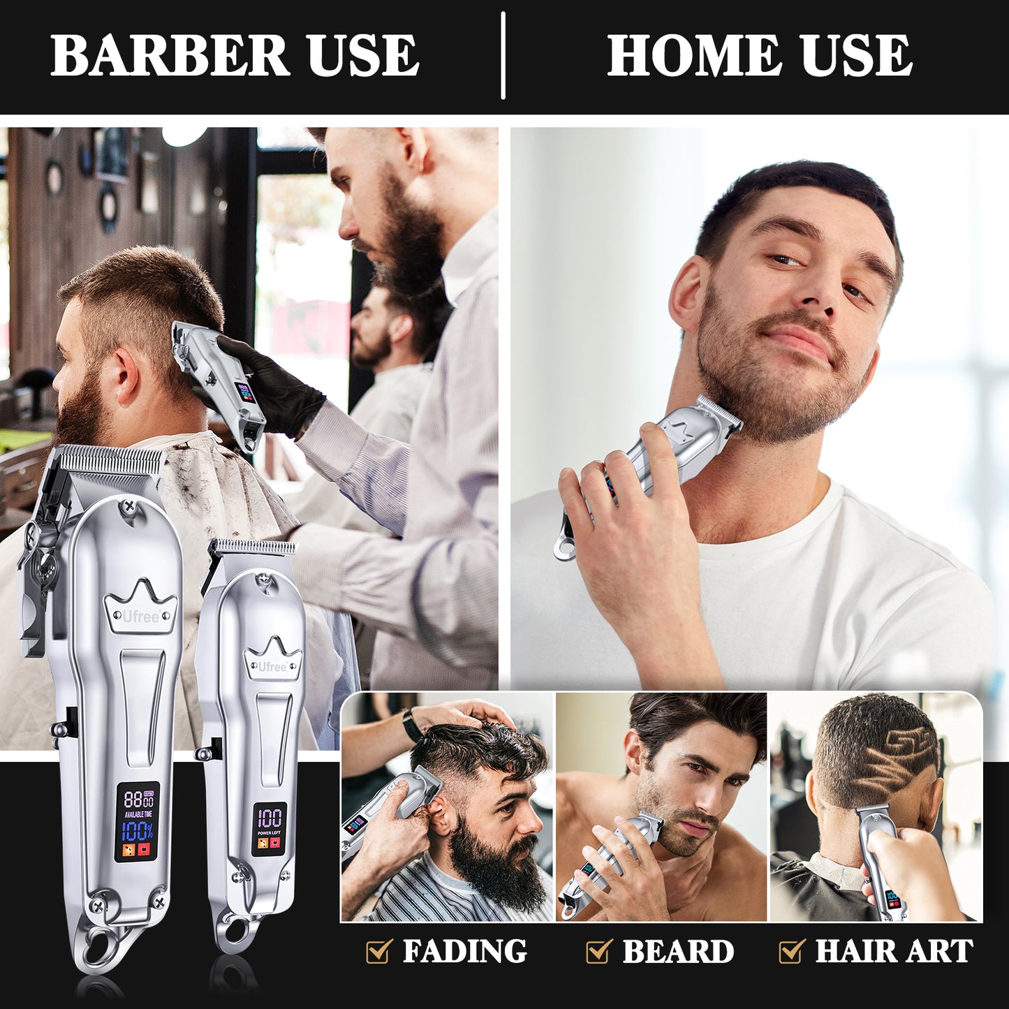 Ufree Barber Clipper and Trimmer Hair Clipper Set