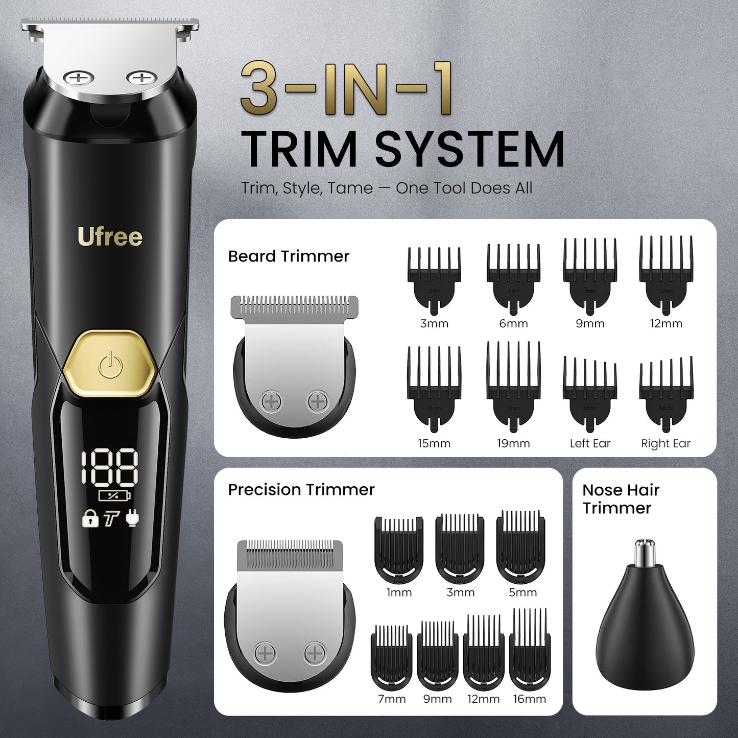 Ufree 3-in-1 Beard Trimmer Kit