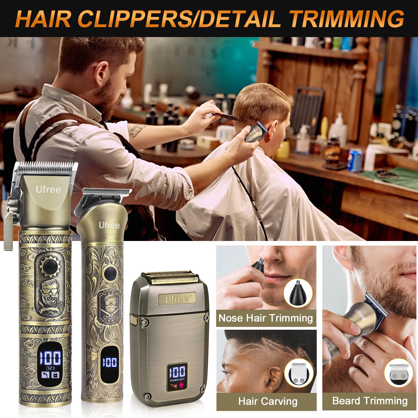 Ufree 3-in-1 Beard Trimmer Hair Clipper Set