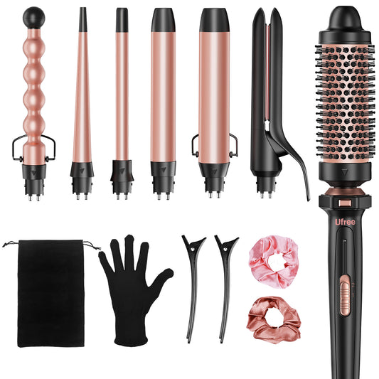 Ufree 7-in-1 Curling Iron Set with Thermal Brush