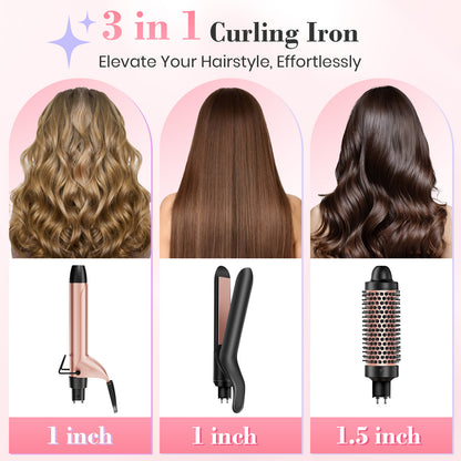Ufree 3 in 1 Curling Iron Curling Wand Set with Thermal Brush