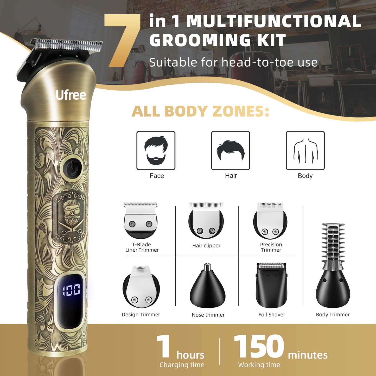 Ufree Beard Trimmer Hair Clipper Shaving Kit