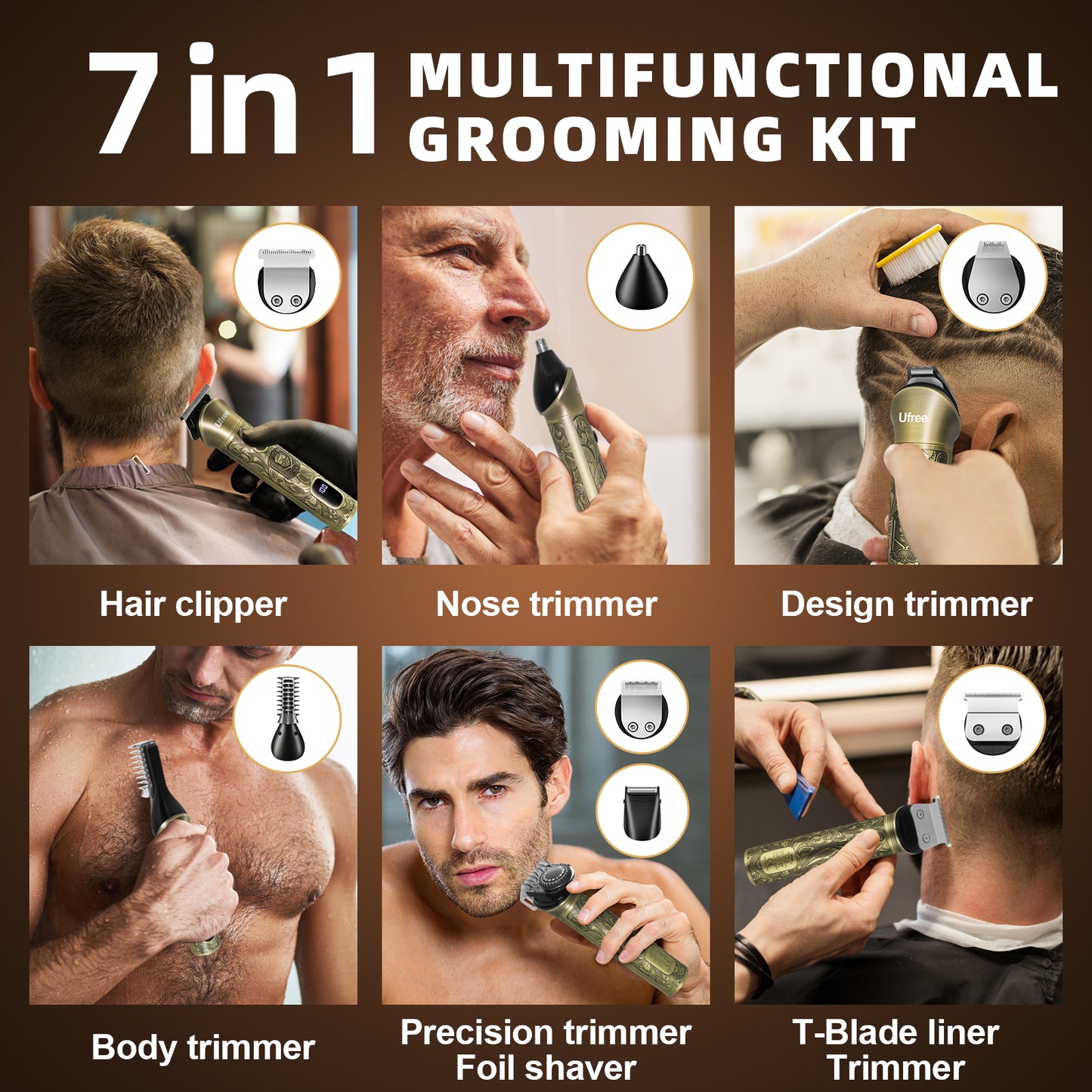 Ufree Beard Trimmer Hair Clipper Shaving Kit