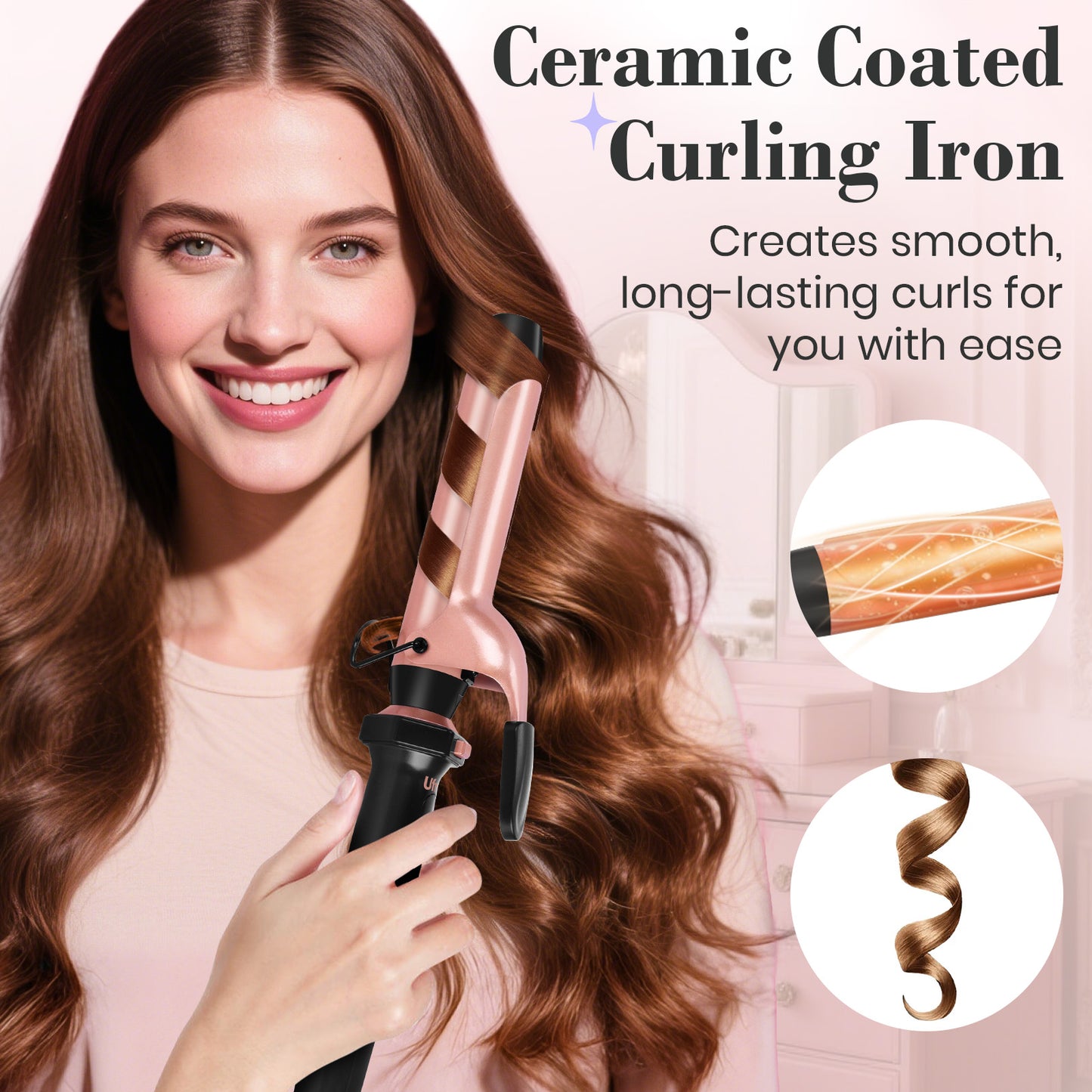 Ufree 3 in 1 Curling Iron Curling Wand Set with Thermal Brush