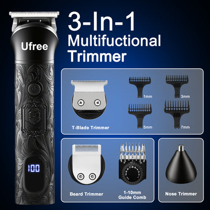 Ufree 3-in-1 Beard Trimmer Hair Clipper Set