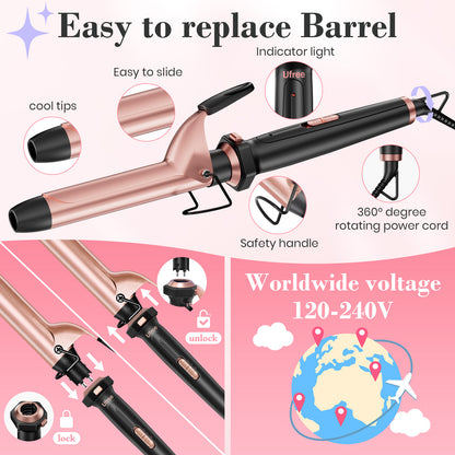 Ufree 3 in 1 Curling Iron Curling Wand Set with Thermal Brush