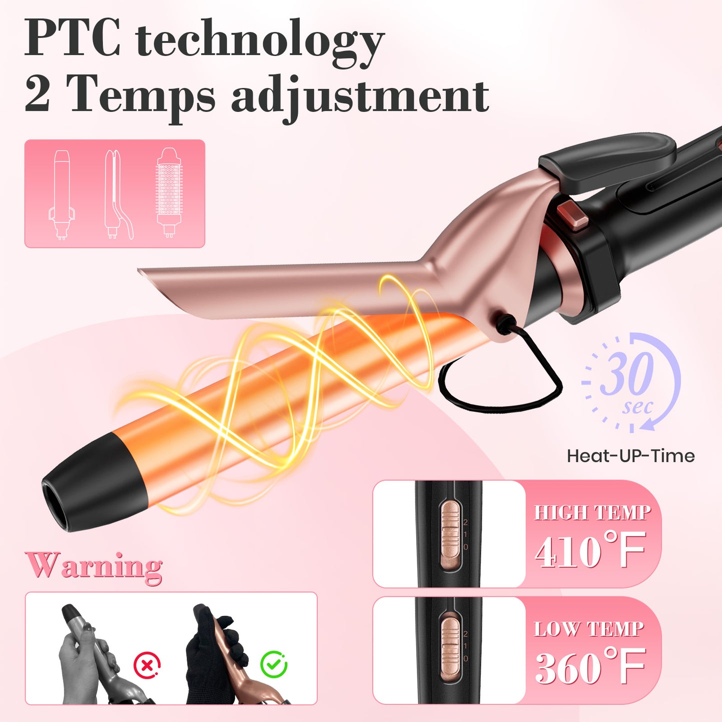 Ufree 3 in 1 Curling Iron Curling Wand Set with Thermal Brush