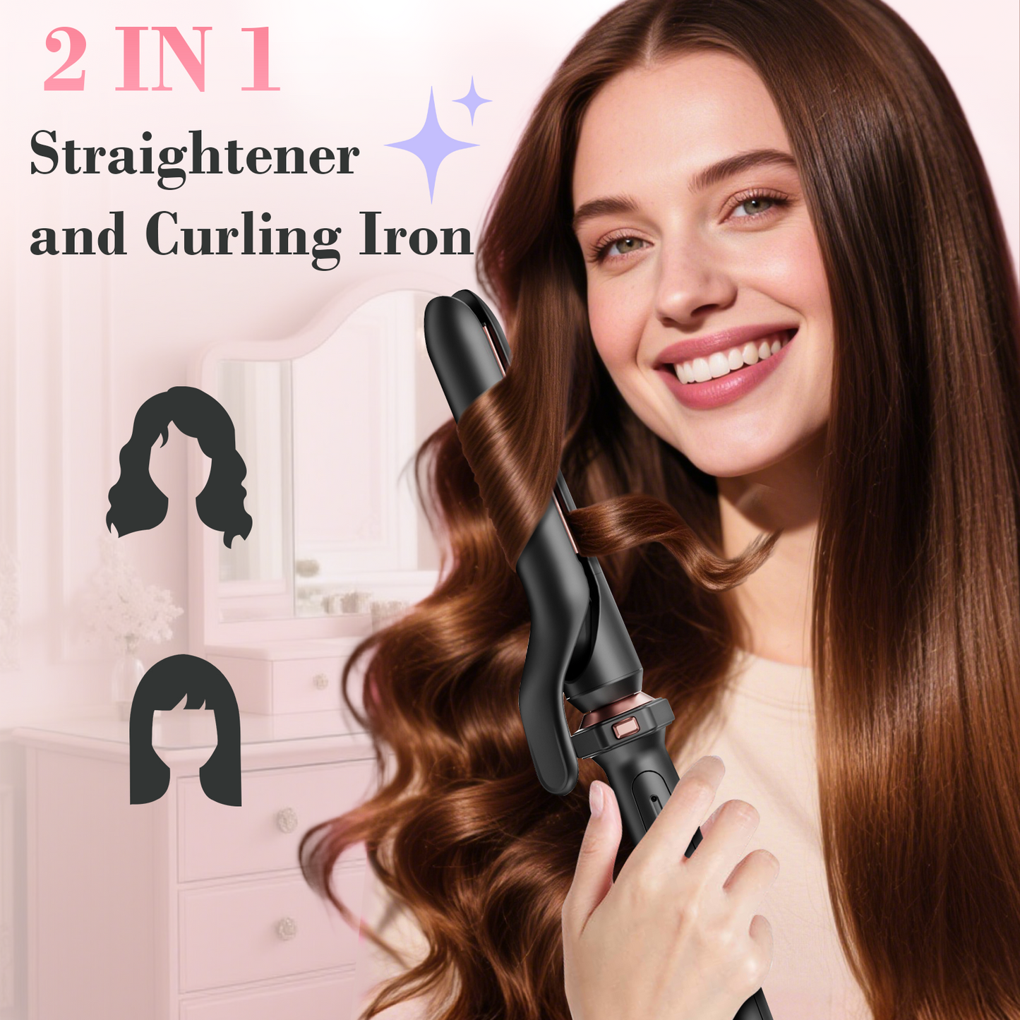 Ufree 3 in 1 Curling Iron Curling Wand Set with Thermal Brush