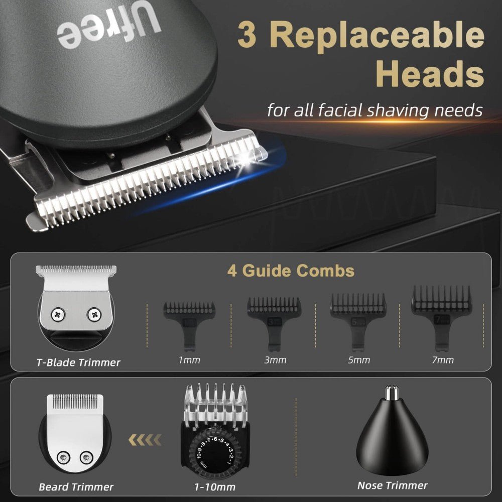 Ufree Barber Clippers and Trimmers Set Cordless Mens Grooming Kit for Nose, Ear, Face, Hair, - AMU-2226-Q321-SF