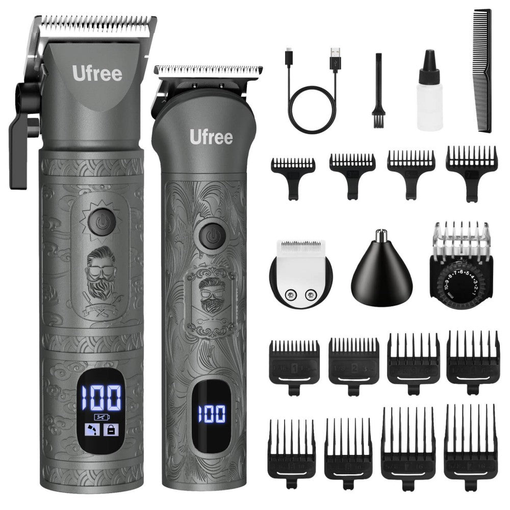 Ufree Barber Clippers and Trimmers Set Cordless Mens Grooming Kit for Nose, Ear, Face, Hair, - AMU-2226-Q321-SF