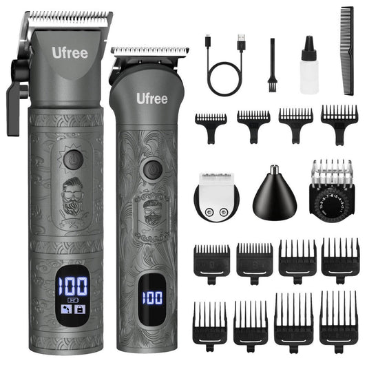 Ufree Barber Clippers and Trimmers Set Cordless Mens Grooming Kit for Nose, Ear, Face, Hair, - AMU-2226-Q321-SF