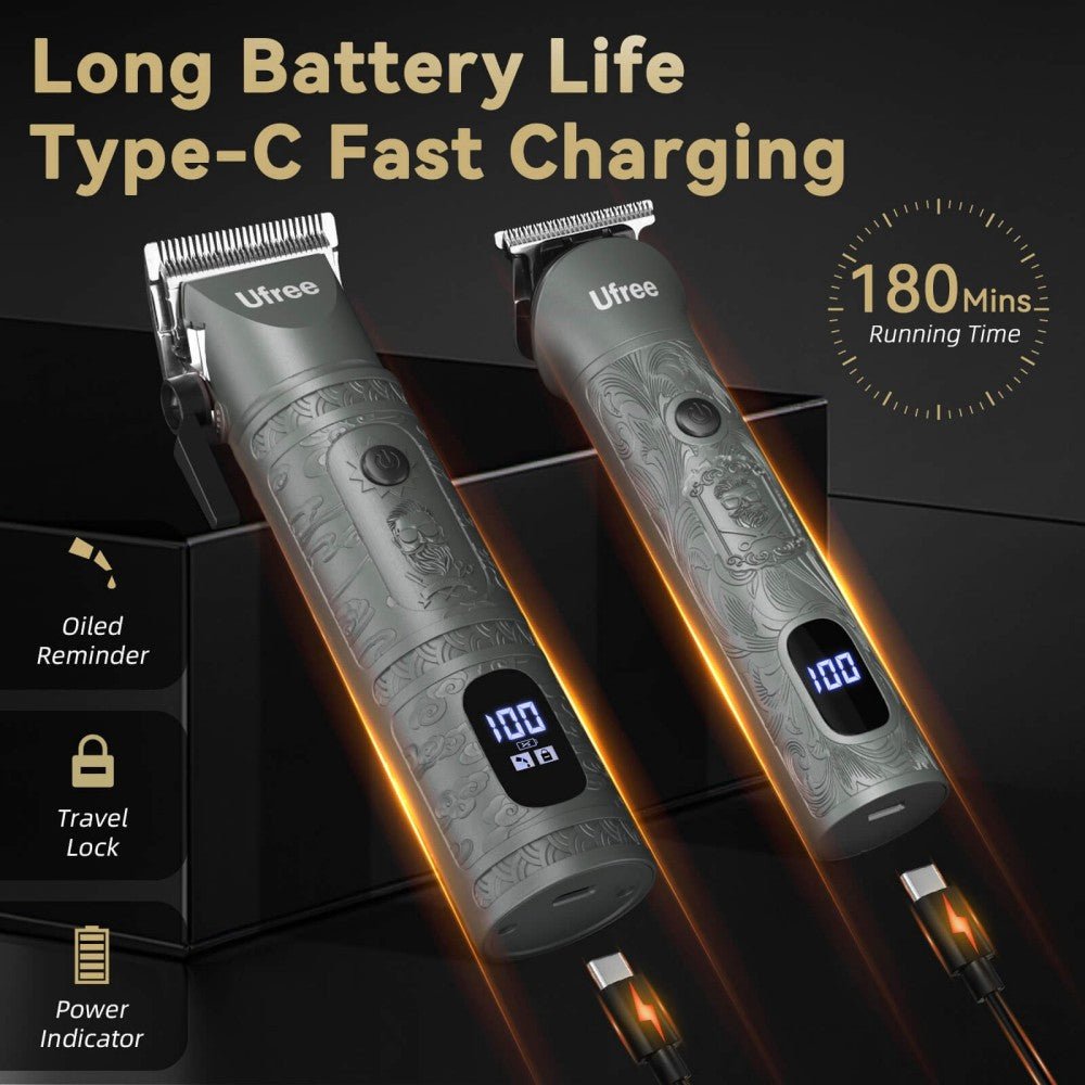 Ufree Barber Clippers and Trimmers Set Cordless Mens Grooming Kit for Nose, Ear, Face, Hair, - AMU-2226-Q321-SF