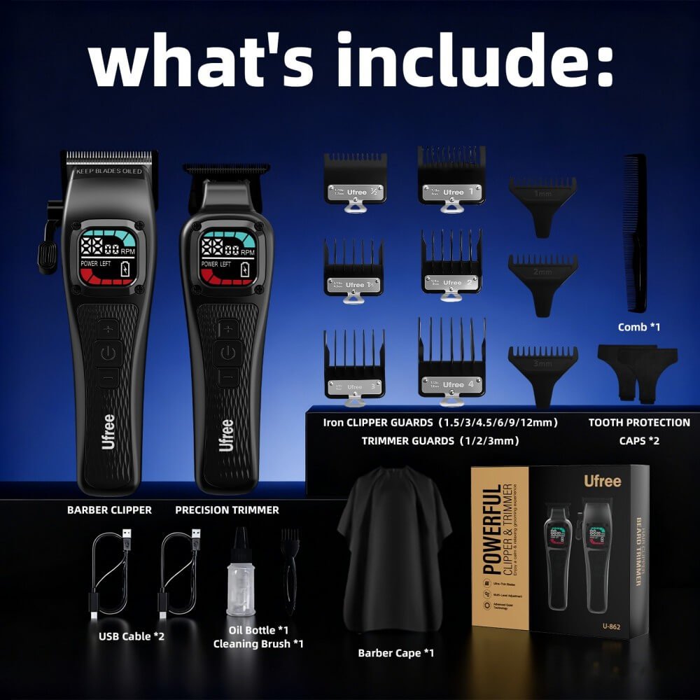 Ufree Barber - Grade Cordless Clipper & Split Trimmer Set - AMU-862-Q331-SF