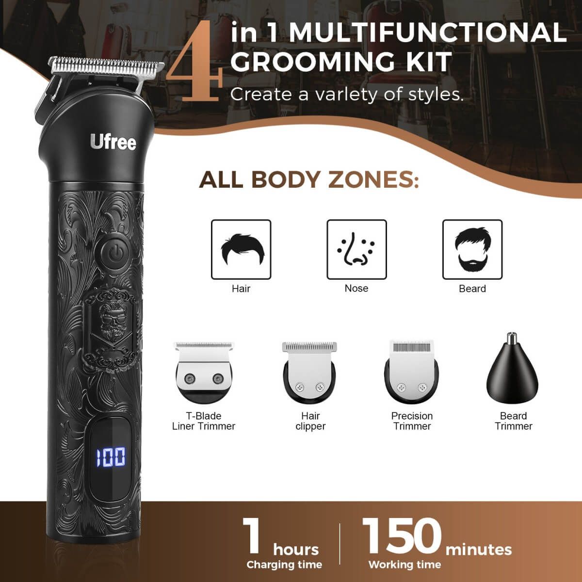 Ufree Beard Trimmer Electric Razor Set - AMU-6118-Q311-SF