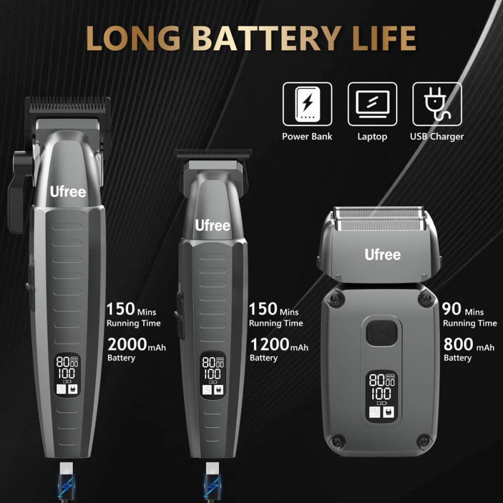 Ufree Cordless Barber Clippers and Trimmers Set for Hair Cutting and Grooming - AMU-6218-Q311-SF