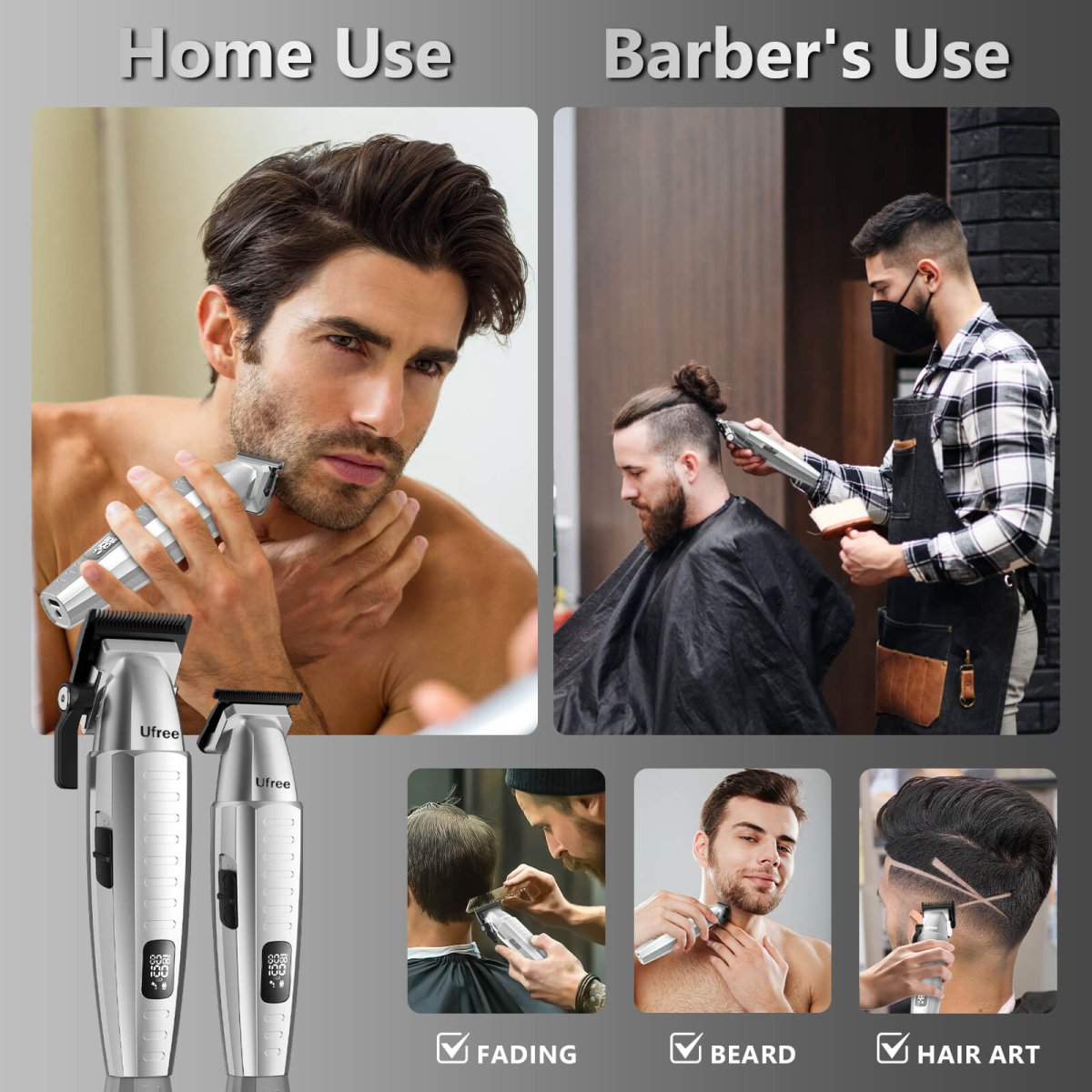Ufree Professional Hair Clippers and Trimmers Set for Men with Bag - AMU-858-Q321-SF